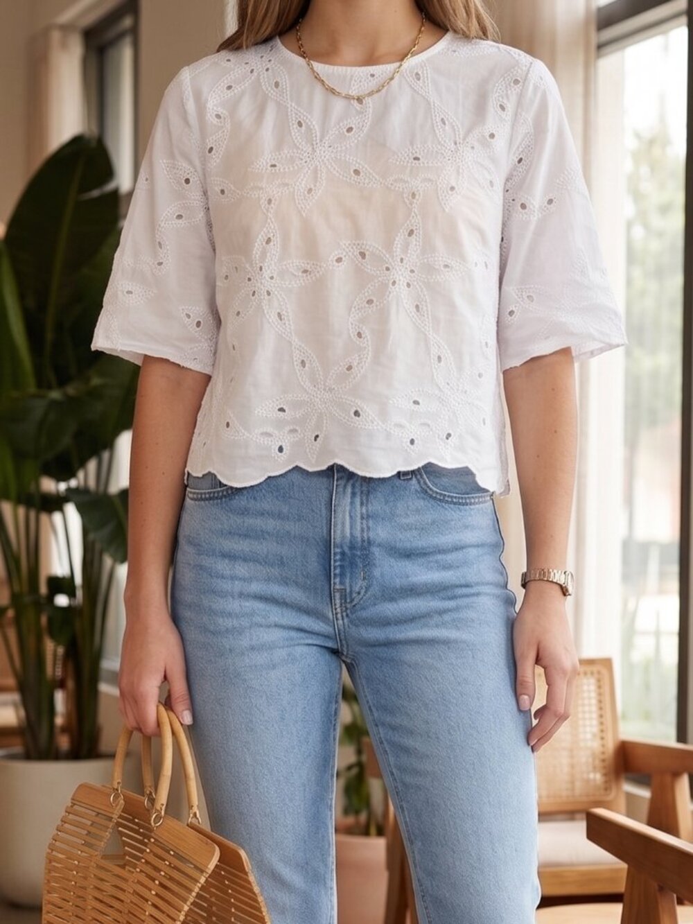 GOSSIA GrazeGO Cotton Eyelet Blouse Off-White